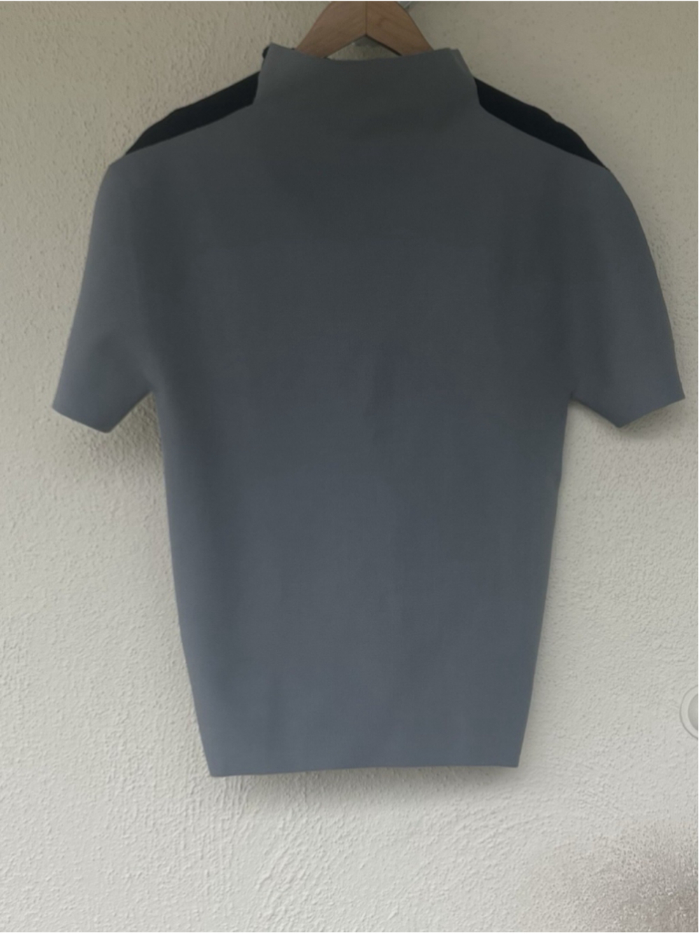 Marni Wool Cashmere Bonded Wool Fabric Gauge 12 Knit Mock Neck Short Sleeve Top